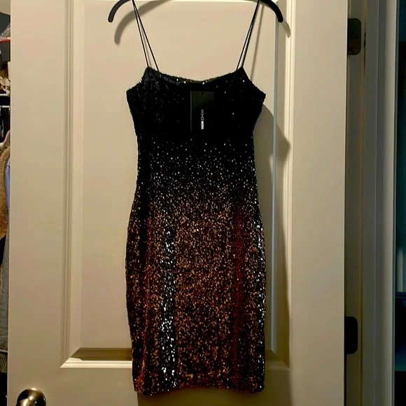 slim fit dress slacks Old Stock! Fashion Nova "Last Call" Gold Embroidered Black Jumpsuit   Mimi's Attic Ithaca